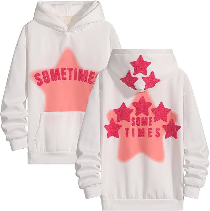 Star-print graphic hoodie