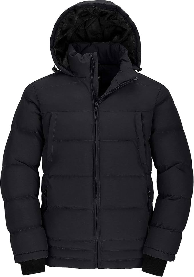 Heavyweight hooded puffer jacket